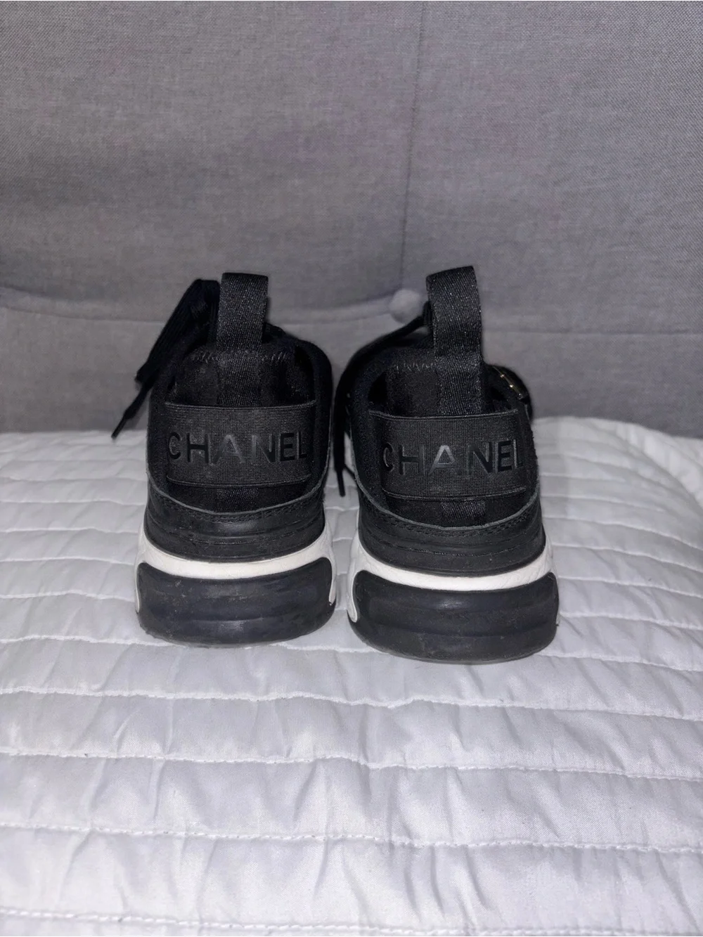 CHANEL Black Women's Logo Trainer Sneakers